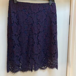 Banana Republic Deep Purple Lace Pencil Skirt